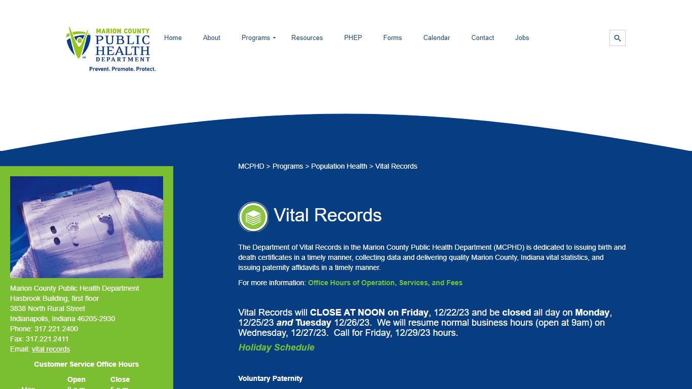 Vital Records - MCPHD